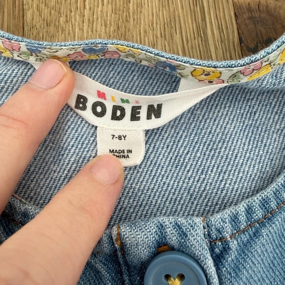 Mini Boden Pinny Nonstretch Denim Shirtdress, Size 7-8Y